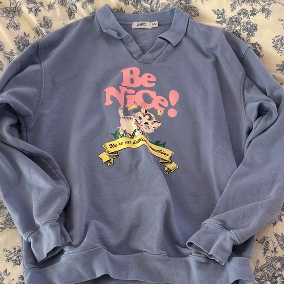 Blue Graphic Women's Sweater - Picture 5 of 7